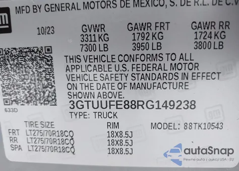 2024 GMC Sierra 1500 4Wd Short Box At4X z USA, uszkodzony, nr VIN 3GTUUFE88RG149238